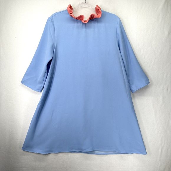 Pomander Place by Tuckernuck Blue Daphne Dress Swing Ruffle Bow sz L - Picture 2 of 16